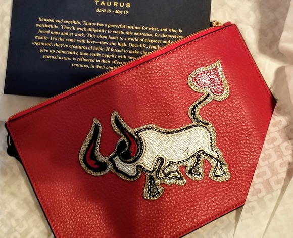 Diane Von Furstenberg Handbags - New Diane Von Furstenburg red Taurus hand clutch